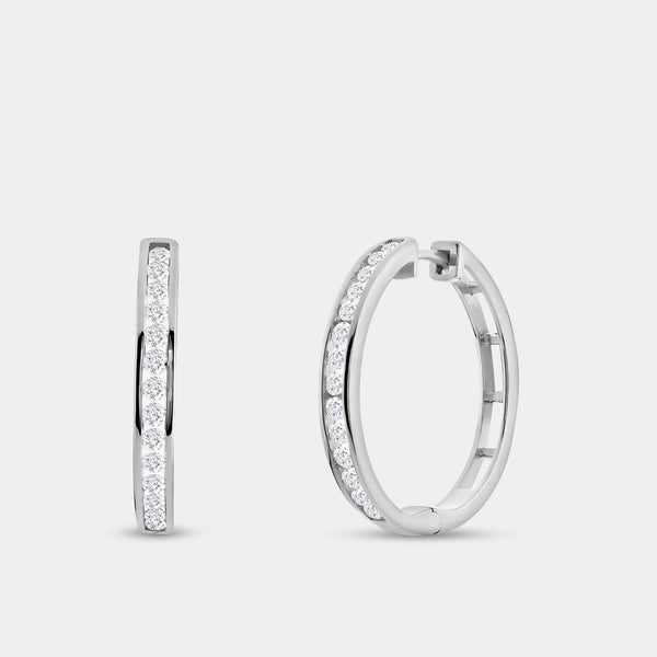 3/4 Carat Lab-Grown Diamond Round-Shaped Channel-Set Hoops — GILDED New York