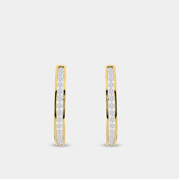 3/4 Carat Lab-Grown Diamond Round-Shaped Channel-Set Hoops — GILDED New York