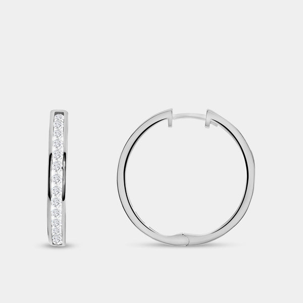 3/4 Carat Lab-Grown Diamond Round-Shaped Channel-Set Hoops — GILDED New York
