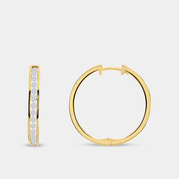 3/4 Carat Lab-Grown Diamond Round-Shaped Channel-Set Hoops — GILDED New York