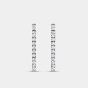Gilded 1 Carat Lab-Grown Diamond Prong-Set Oval Inside-Out Hoops