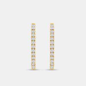 Gilded 1 Carat Lab-Grown Diamond Prong-Set Oval Inside-Out Hoops