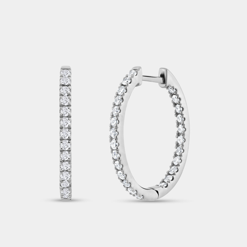 Gilded 1 Carat Lab-Grown Diamond Prong-Set Oval Inside-Out Hoops