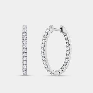 Gilded 1 Carat Lab-Grown Diamond Prong-Set Oval Inside-Out Hoops