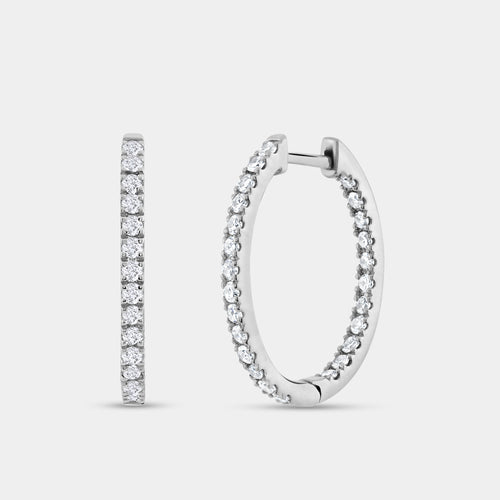 Gilded 1 Carat Lab-Grown Diamond Prong-Set Oval Inside-Out Hoops