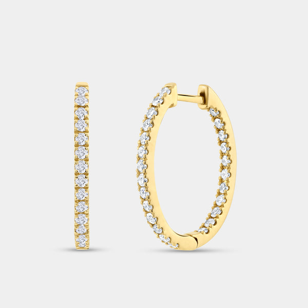 1 Carat Lab-Grown Diamond Prong-Set Oval Inside-Out Hoops — GILDED New York