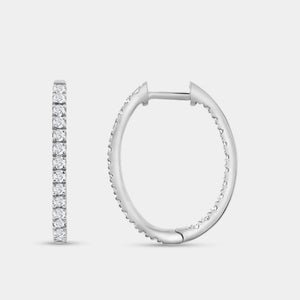 Gilded 1 Carat Lab-Grown Diamond Prong-Set Oval Inside-Out Hoops