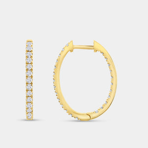 Gilded 1 Carat Lab-Grown Diamond Prong-Set Oval Inside-Out Hoops