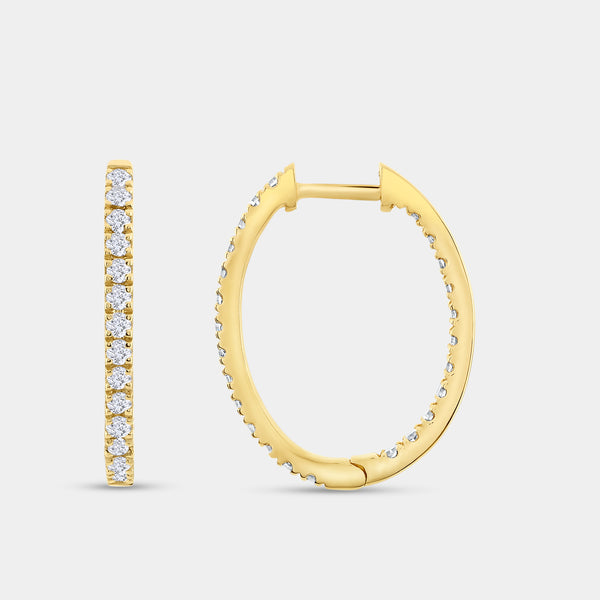 1 Carat Lab-Grown Diamond Prong-Set Oval Inside-Out Hoops — GILDED New York
