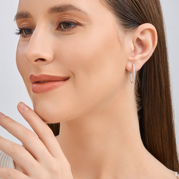 1 Carat Lab-Grown Diamond Prong-Set Oval Inside-Out Hoops — GILDED New York