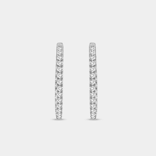 2 Carat Lab-Grown Diamond Prong-Set Oval Inside-Out Hoops — GILDED New York
