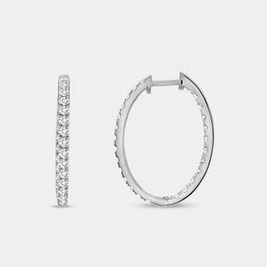 Gilded 2 Carat Lab-Grown Diamond Prong-Set Oval Inside-Out Hoops