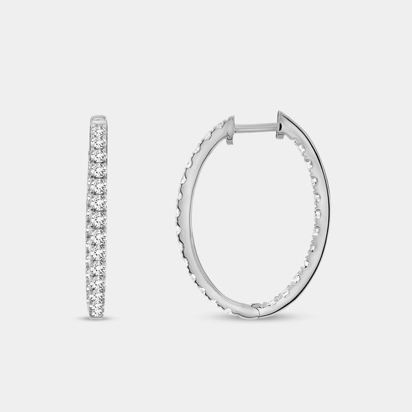 2 Carat Lab-Grown Diamond Prong-Set Oval Inside-Out Hoops — GILDED New York