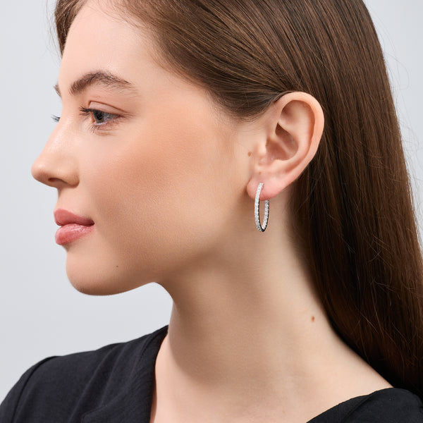 2 Carat Lab-Grown Diamond Prong-Set Oval Inside-Out Hoops — GILDED New York