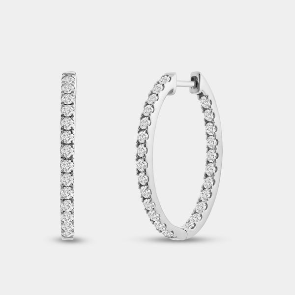 2 Carat Lab-Grown Diamond Prong-Set Oval Inside-Out Hoops — GILDED New York