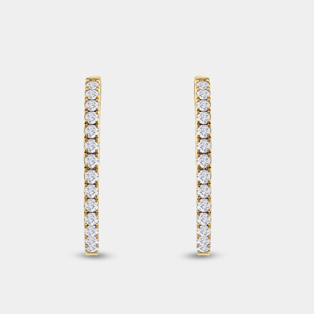 Gilded 2 Carat Lab-Grown Diamond Prong-Set Oval Inside-Out Hoops