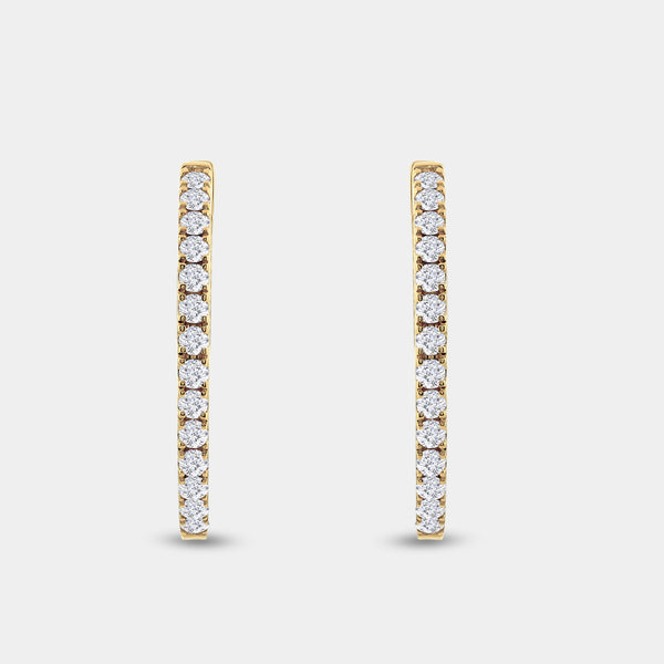2 Carat Lab-Grown Diamond Prong-Set Oval Inside-Out Hoops — GILDED New York