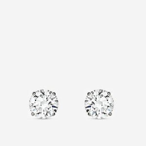 Gilded 4 Carat Lab-Grown Diamond Round-Shaped Classic Solitaire Studs