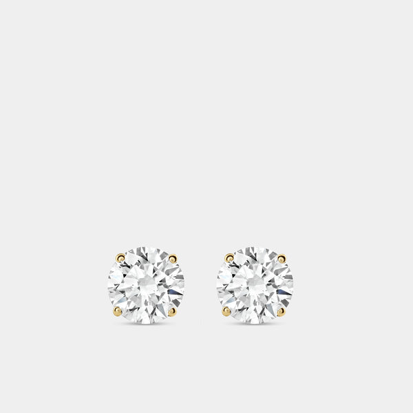 4 Carat Lab-Grown Diamond Round-Shaped Special Classic Solitaire Studs — GILDED New York