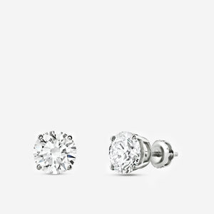 Gilded 4 Carat Lab-Grown Diamond Round-Shaped Classic Solitaire Studs
