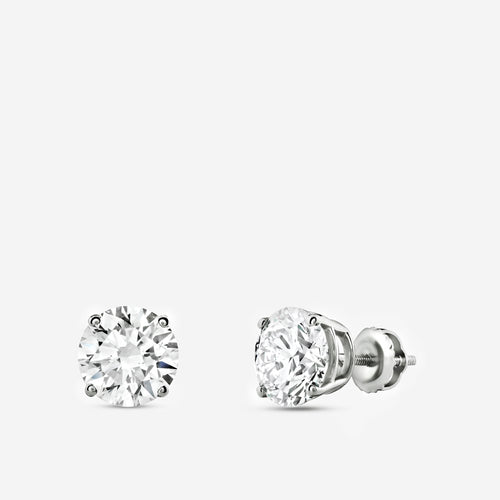 Gilded 4 Carat Lab-Grown Diamond Round-Shaped Classic Solitaire Studs