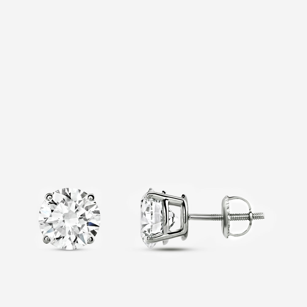 Gilded 4 Carat Lab-Grown Diamond Round-Shaped Classic Solitaire Studs