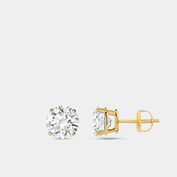 4 Carat Lab-Grown Diamond Round-Shaped Special Classic Solitaire Studs — GILDED New York