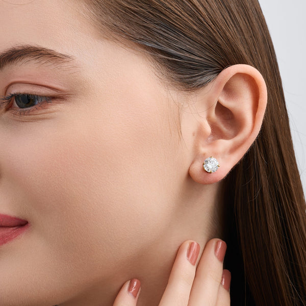 4 Carat Lab-Grown Diamond Round-Shaped Special Classic Solitaire Studs — GILDED New York