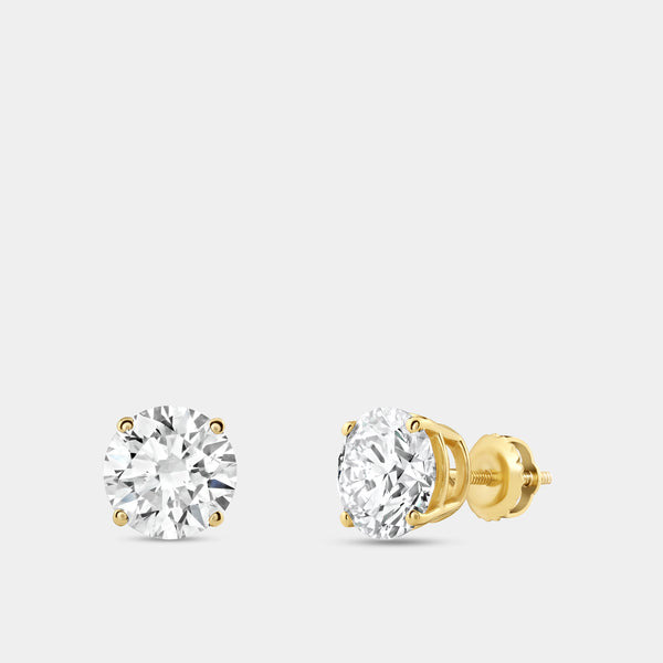 4 Carat Lab-Grown Diamond Round-Shaped Classic Solitaire Studs — GILDED New York