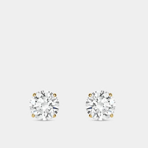 Gilded 4 Carat Lab-Grown Diamond Round-Shaped Special Classic Solitaire Studs