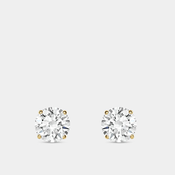 4 Carat Lab-Grown Diamond Round-Shaped Classic Solitaire Studs — GILDED New York