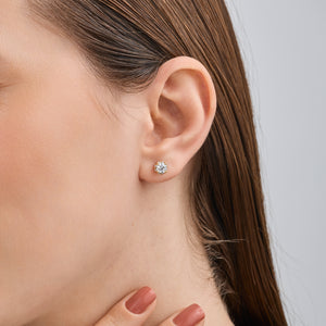 Gilded 1 Carat Lab-Grown Diamond Round-Shaped Hidden Halo Stud Plus