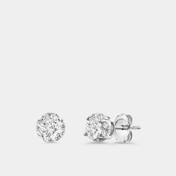 Gilded 1 Carat Lab-Grown Diamond Round-Shaped Hidden Halo Stud Plus