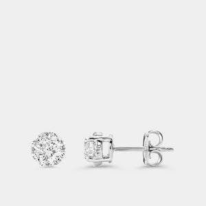 Gilded 1 Carat Lab-Grown Diamond Round-Shaped Hidden Halo Stud Plus
