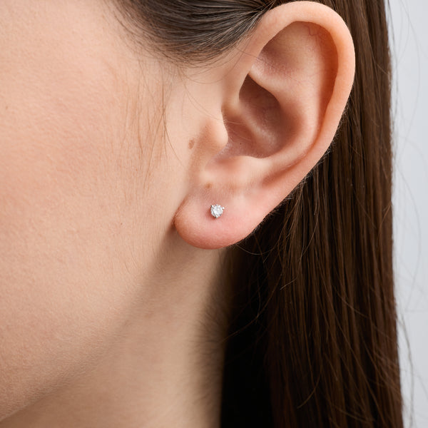 1/4 Carat Lab-Grown Diamond Round-Shaped Three-Prong Martini Solitaire Studs — GILDED New York