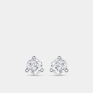Gilded 1/4 Carat Lab-Grown Diamond Round-Shaped Three-Prong Martini Solitaire Studs