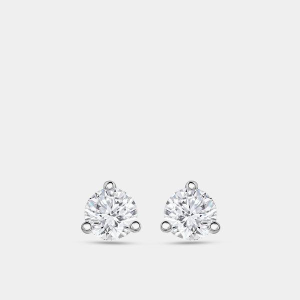 1/4 Carat Lab-Grown Diamond Round-Shaped Three-Prong Martini Solitaire Studs — GILDED New York