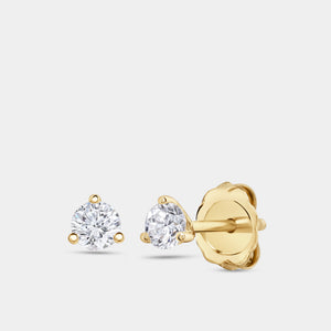 Gilded 1/4 Carat Lab-Grown Diamond Round-Shaped Three-Prong Martini Solitaire Studs