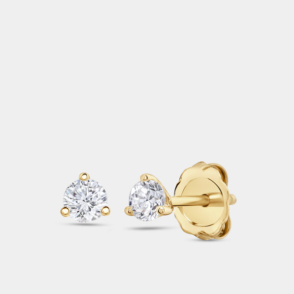 1/4 Carat Lab-Grown Diamond Round-Shaped Three-Prong Martini Solitaire Studs — GILDED New York