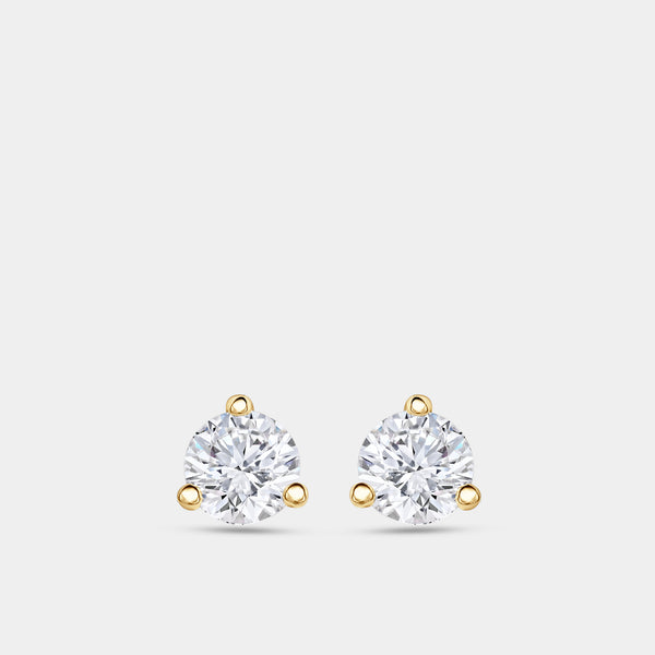 1/4 Carat Lab-Grown Diamond Round-Shaped Three-Prong Martini Solitaire Studs — GILDED New York