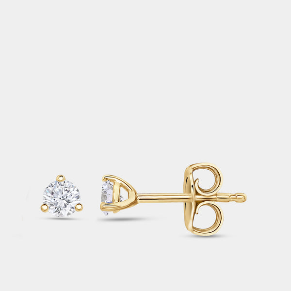 1/4 Carat Lab-Grown Diamond Round-Shaped Three-Prong Martini Solitaire Studs — GILDED New York