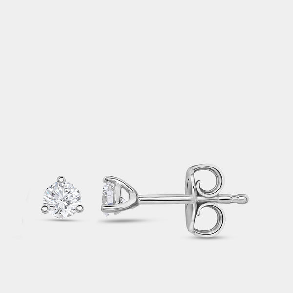 1/4 Carat Lab-Grown Diamond Round-Shaped Three-Prong Martini Solitaire Studs — GILDED New York