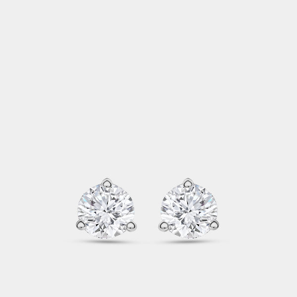 1/2 Carat Lab-Grown Diamond Round-Shaped Three-Prong Martini Solitaire Studs — GILDED New York