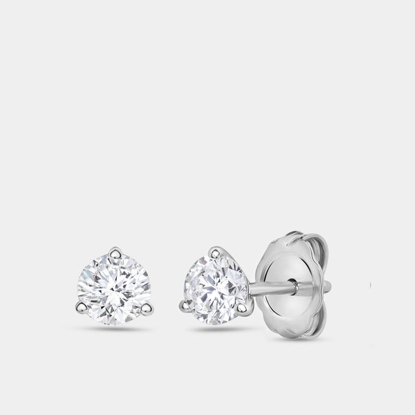 1/2 Carat Lab-Grown Diamond Round-Shaped Three-Prong Martini Solitaire Studs — GILDED New York