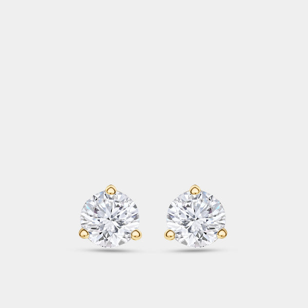 1/2 Carat Lab-Grown Diamond Round-Shaped Three-Prong Martini Solitaire Studs — GILDED New York