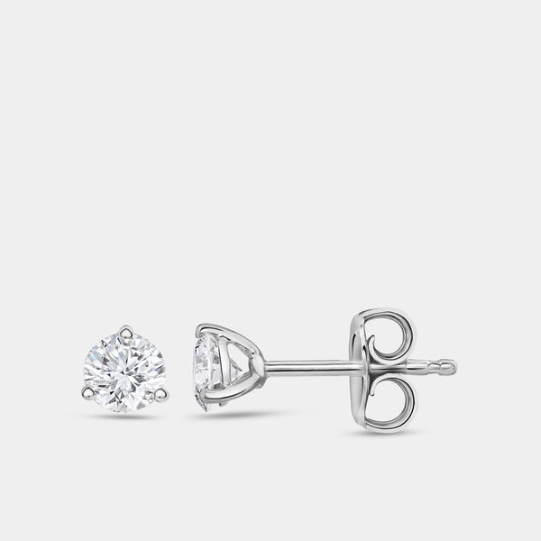 1/2 Carat Lab-Grown Diamond Round-Shaped Three-Prong Martini Solitaire Studs — GILDED New York