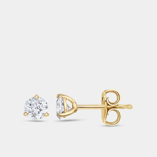 1/2 Carat Lab-Grown Diamond Round-Shaped Three-Prong Martini Solitaire Studs — GILDED New York