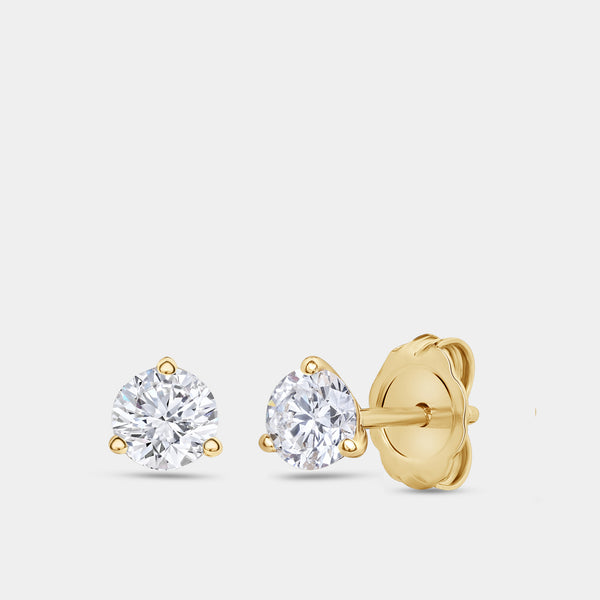 1/2 Carat Lab-Grown Diamond Round-Shaped Three-Prong Martini Solitaire Studs — GILDED New York