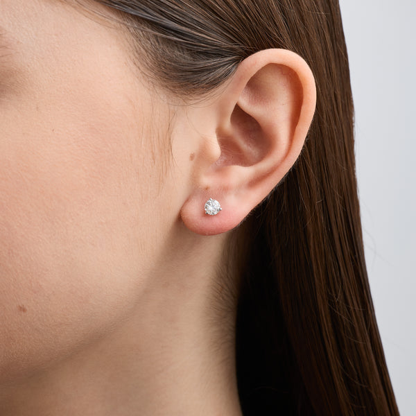1 Carat Lab-Grown Diamond Round-Shaped Three-Prong Martini Solitaire Studs — GILDED New York