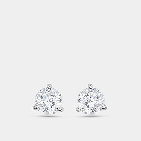 1 Carat Lab-Grown Diamond Round-Shaped Three-Prong Martini Solitaire Studs — GILDED New York